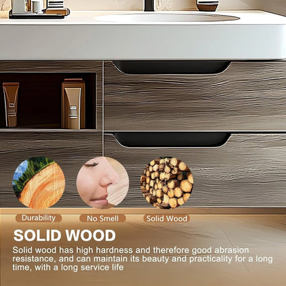 60” - 78” Light Luxury Bathroom Vanity Includes Brown Textured Cabinet