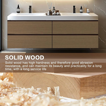 60” - 78” Fashion Simple Bathroom Vanity Includes Wood Grain Cabinet & Round Sink