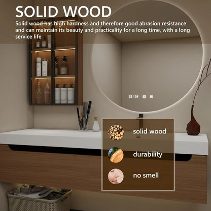 60” - 78” Natural Simple Bathroom Vanity with Sink Includes White Countertop