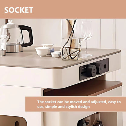 91” French Exquisite Kitchen Island Includes Open Shelf & Glass Door (No Chair)