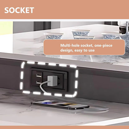 63” - 95” Practical Modern Kitchen Island with Large Storage Space & Trapezoidal Base (No Chair)
