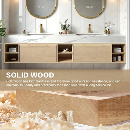 76” - 96” Cozy Elegant Bathroom Vanity with LED Smart Defogging Mirror & Open Storage Rack