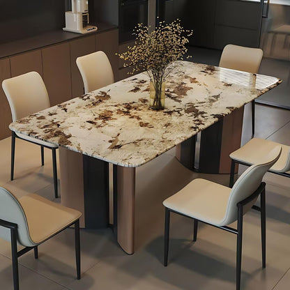55.11"-70.86"Modern Luxury Marble Dining Table Set with 6 Upholstered Chairs for Home