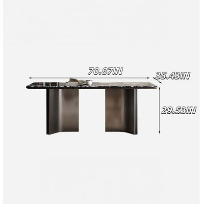 55.12"-70.87"Modern Black & White Marble Dining Table Set with 6 Chairs