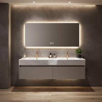 60"-84"Contemporary Bathroom Vanity with Touch Control LED Mirror & Soft-Close Doors