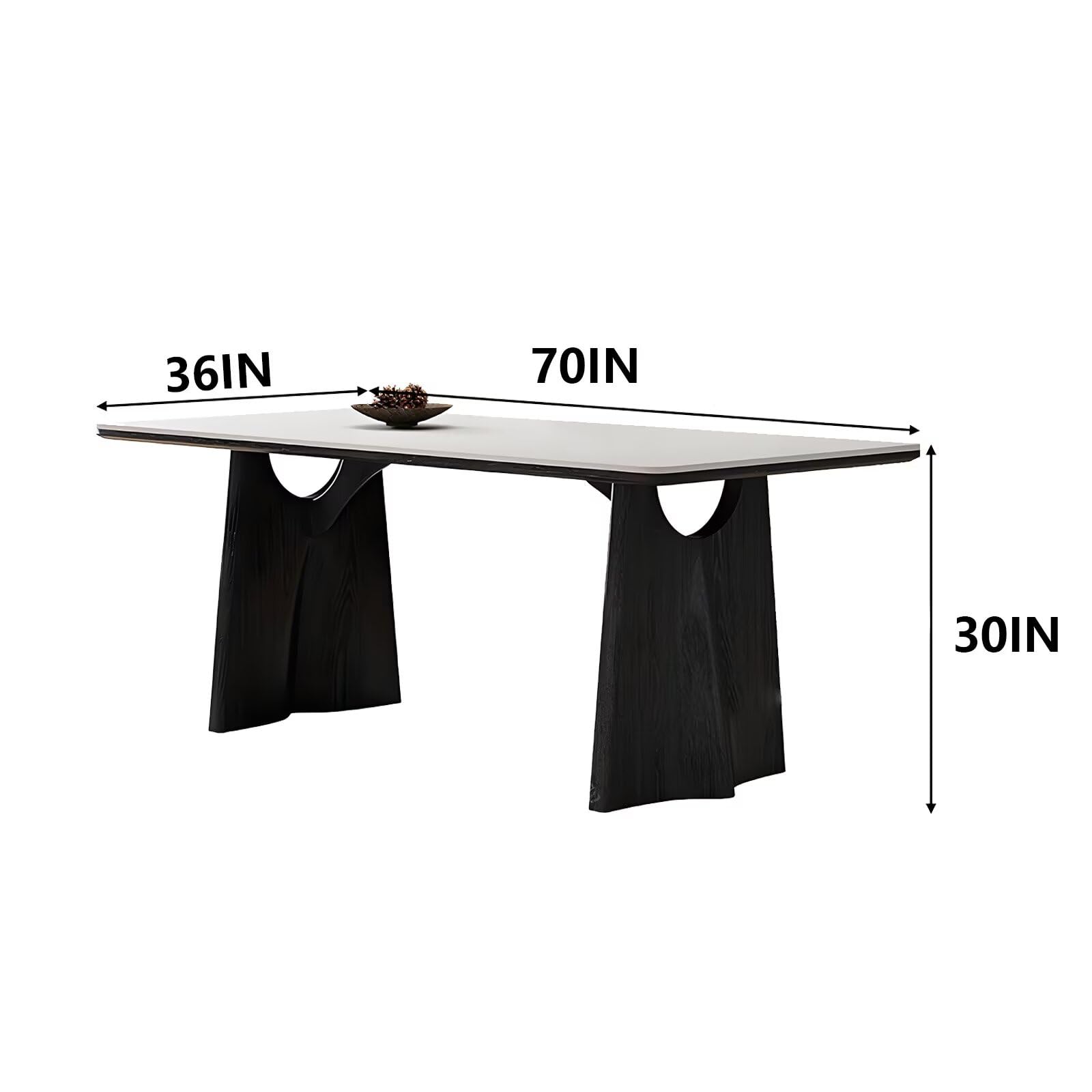 62"-78"Elegant Mid-Century Dining Table, Rounded Edge Top with Solid Wood Supports