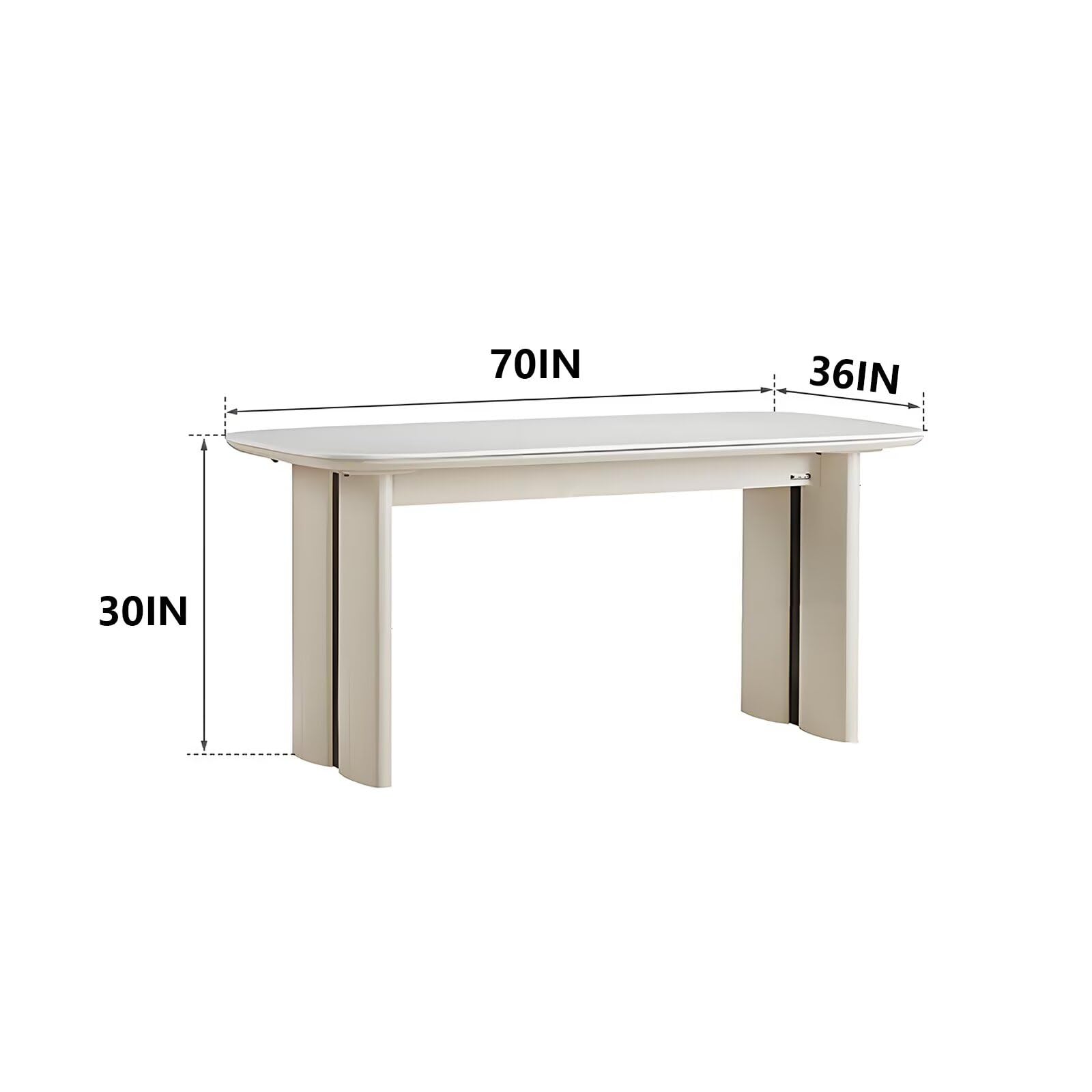 62"-78"Modern Cream White Extendable Dining Table with Glossy Sintered Stone Top