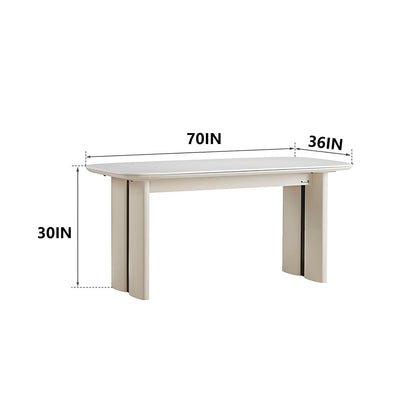 62"-78"Modern Cream White Extendable Dining Table with Glossy Sintered Stone Top