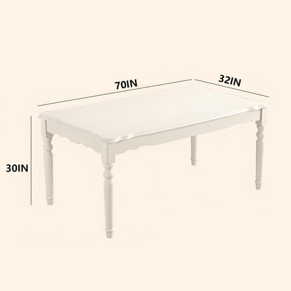 62"-78"Vintage White Wooden Dining Table, Classic Farmhouse Style