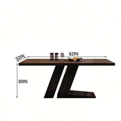 60"-70"Modern Black Rectangular Dining Table with Sculptural Geometric Base for 4-6