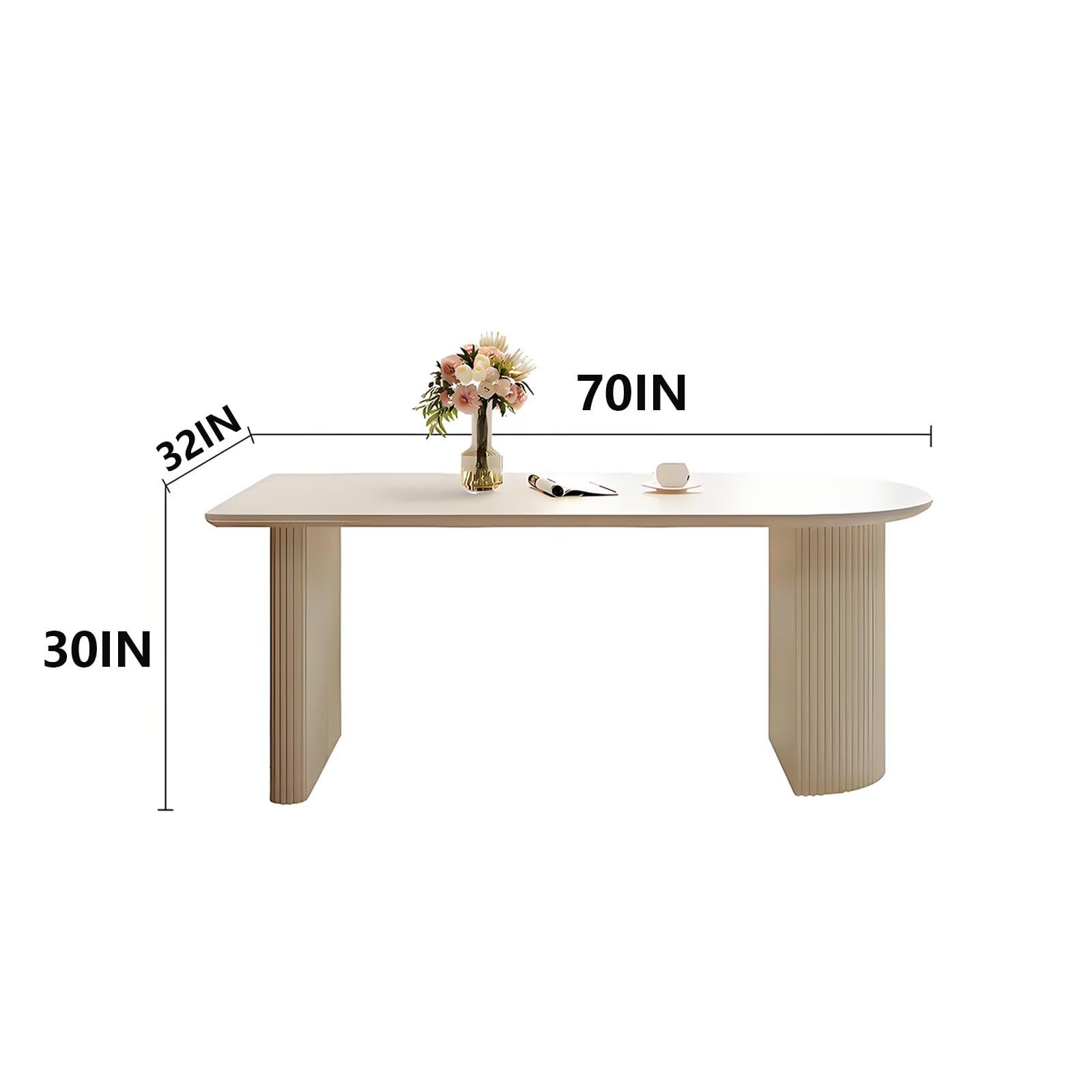 62"-78"Contemporary Oval Dining Table, Sintered Stone Top with Ribbed Pedestal Base