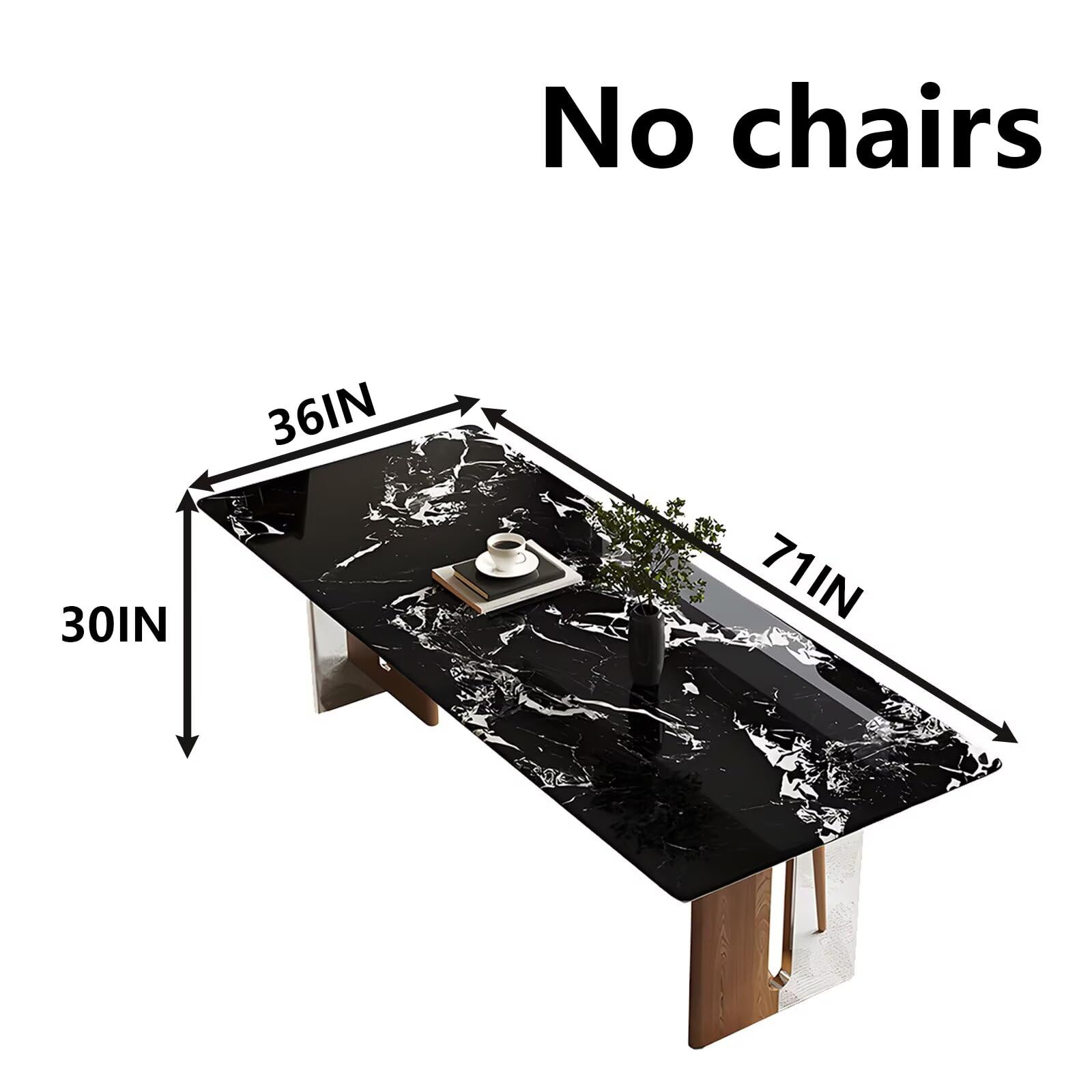 63"-79"Luxury Contemporary Dining Table, Black Marble Top Kitchen Table with Walnut & Chrome Base