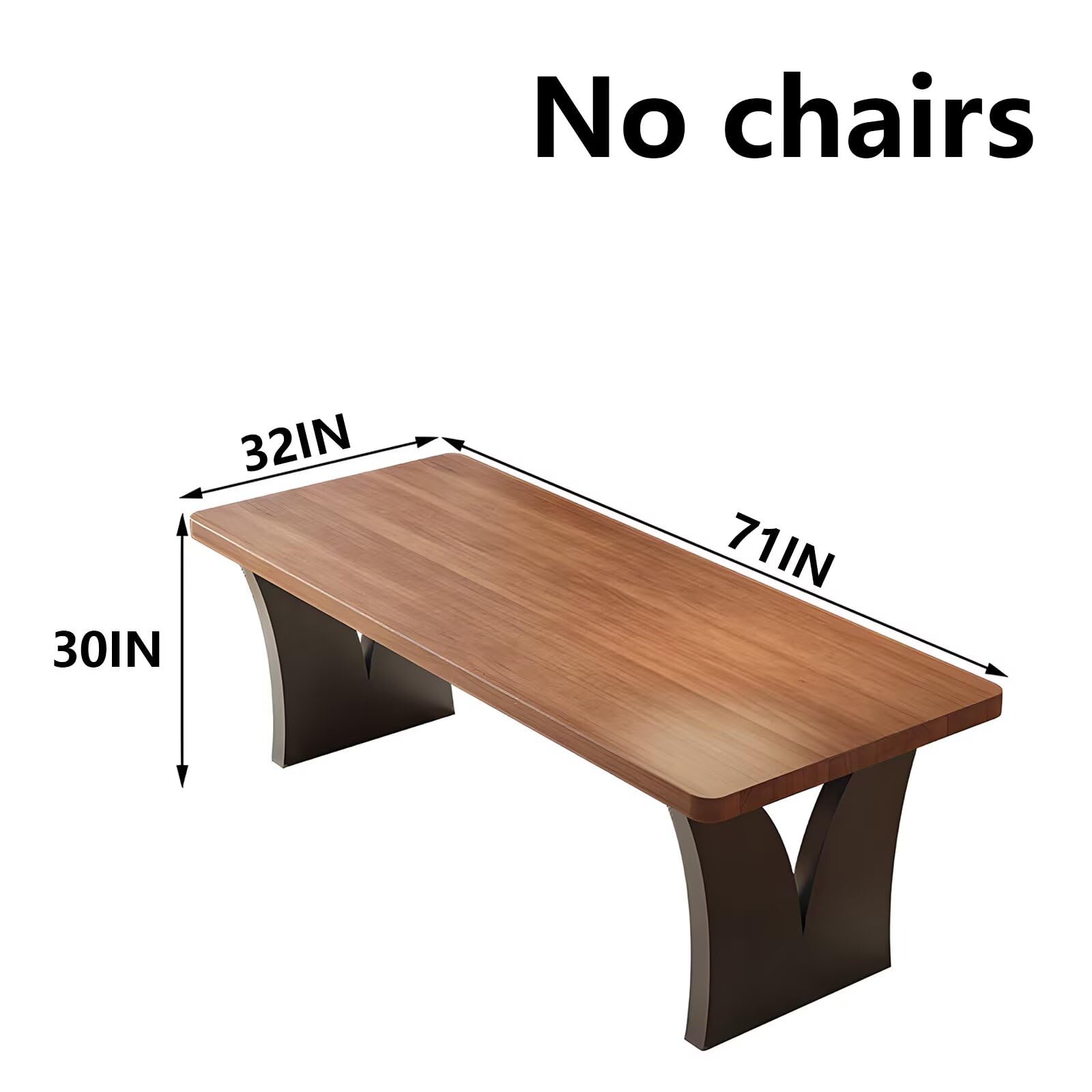63"-79"Retro Style Wooden Dining Table, Brown Rectangular Kitchen Table with Unique Curved Legs for Dining Room