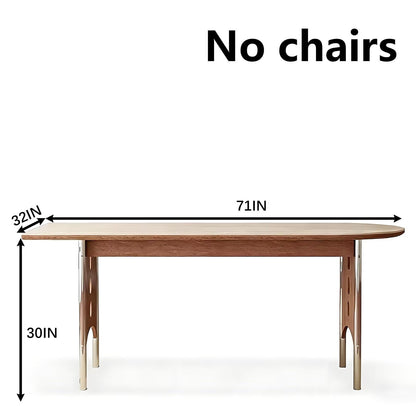 63"-71"Retro Oval Dining Table, White Top with Wood & Chrome Metal Legs
