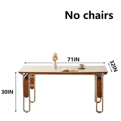 63"-71"Retro Mid-Century Dining Table, Rectangular White Top with Chrome Metal Cantilever Legs