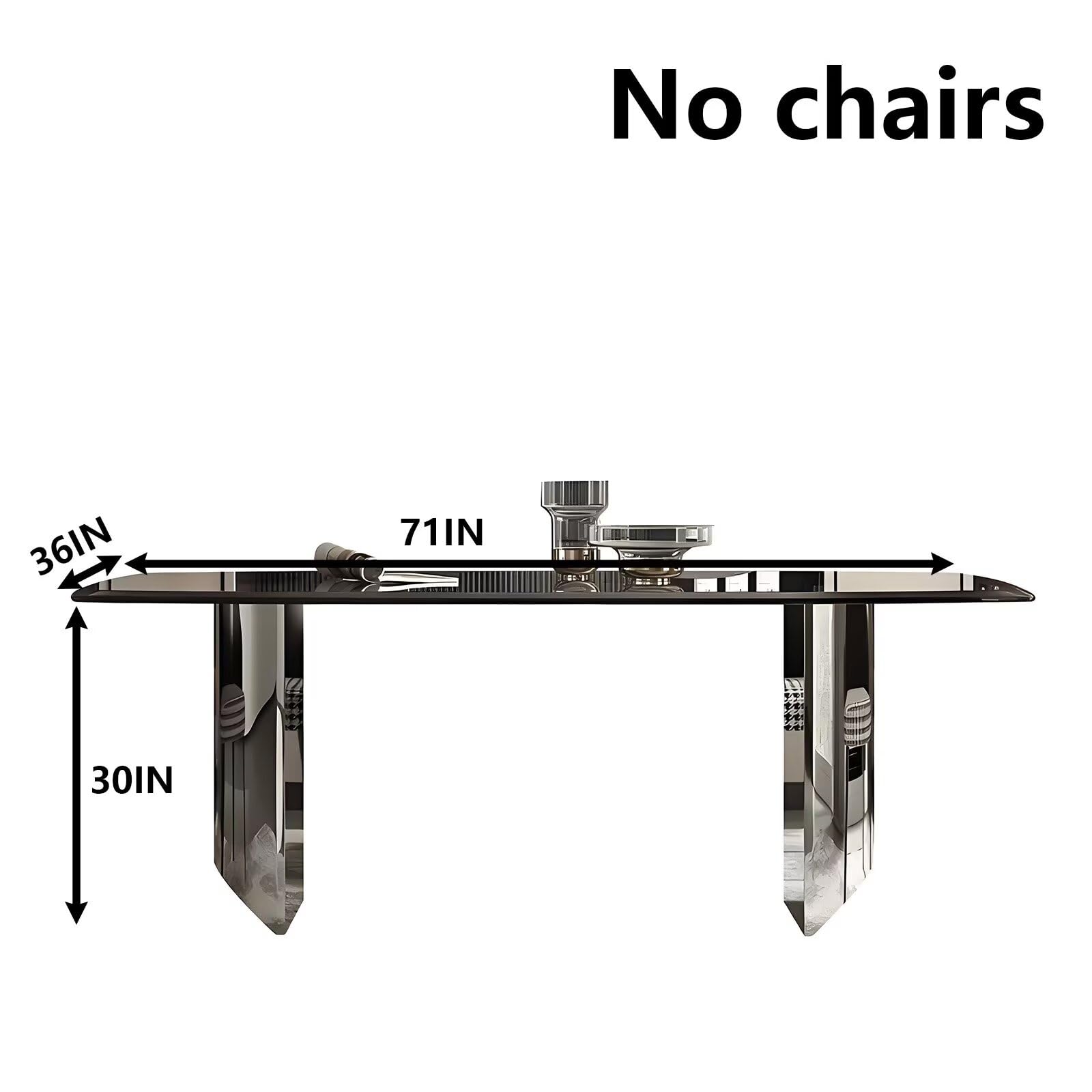 63"-79"Elegant Modern Dining Table, Rectangular Marble Top with Shiny Chrome Pedestal for Home