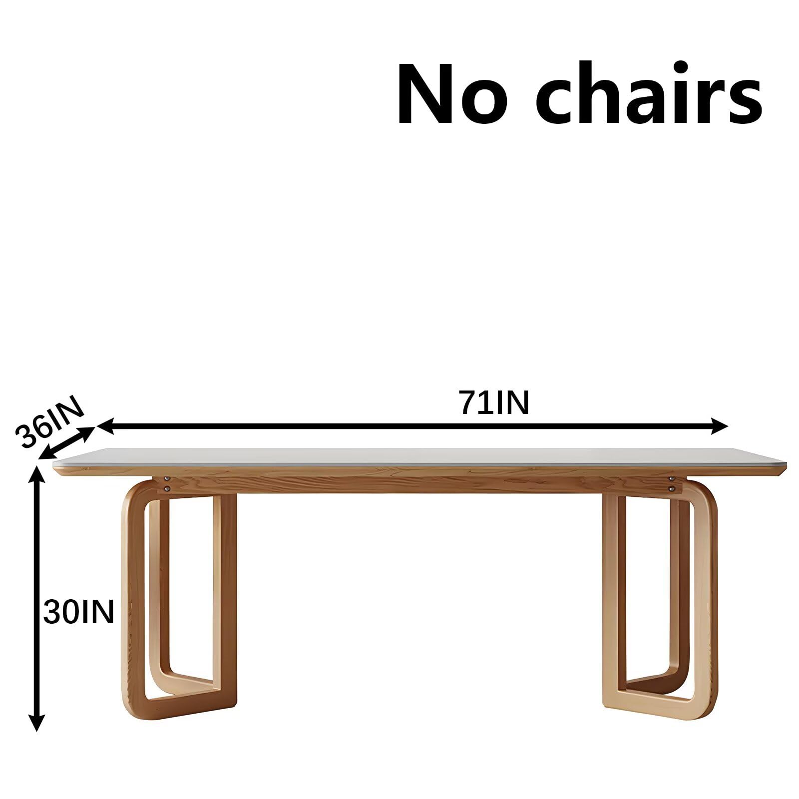 63"-79"Modern Rectangular Dining Table with White Sintered Stone Top & Natural Wood Legs, Seats 4-6