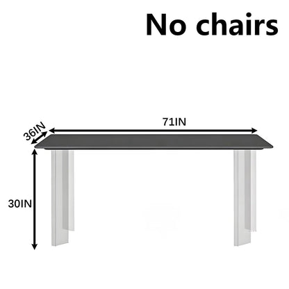 63"-79"Modern Minimalist Dining Table, Black Rectangular Top with Clear Acrylic Legs for 4-6 People