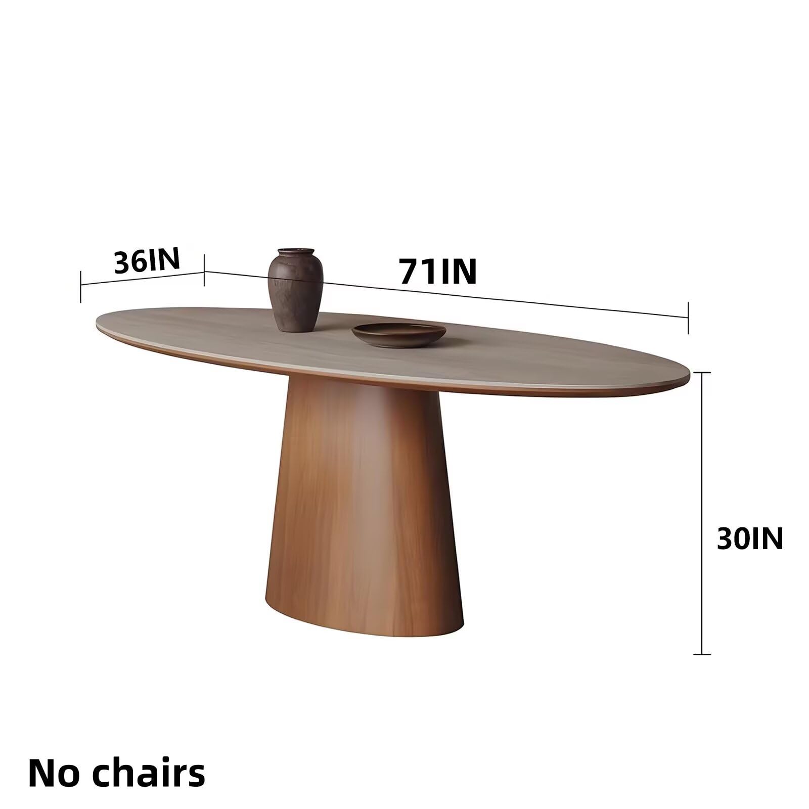 63"-79"Japandi Style Dining Table, Oval Light Top with Solid Wood Tapered Base for 4-6