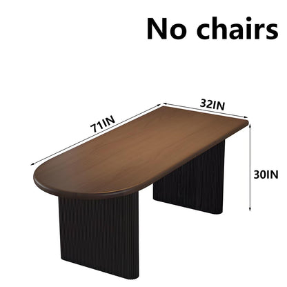 63"-79"Vintage Style Oval Wooden Dining Table, Mid-Century Walnut Kitchen Table for Dining & Living Room Use