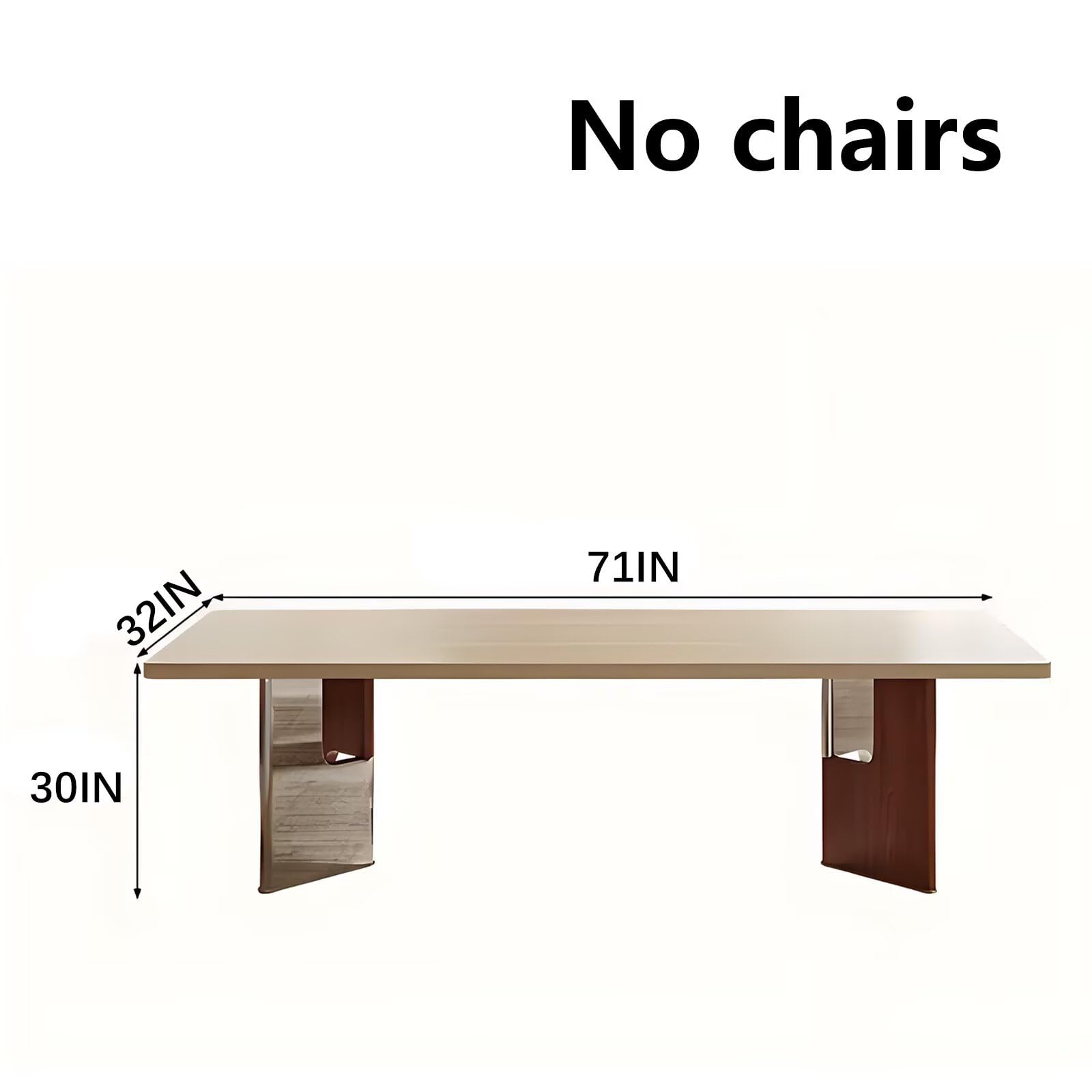 63"-79"Contemporary Neutral Dining Table, Sleek Beige Top with Contrasting Wood & Chrome Base