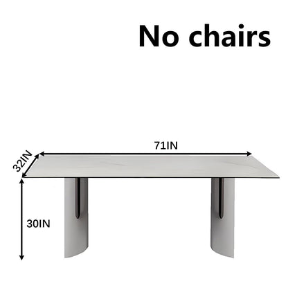 63"-79"Luxury Modern Dining Table, Rectangular Marble Top with Polished Chrome Metal Legs