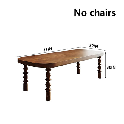 62"-78"Vintage Solid Wood Dining Table, Oval Farmhouse Table with Turned Legs for 6-8