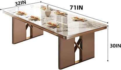 62"-78"Luxury Sintered Stone Dining Table with 8 PU Leather Chairs