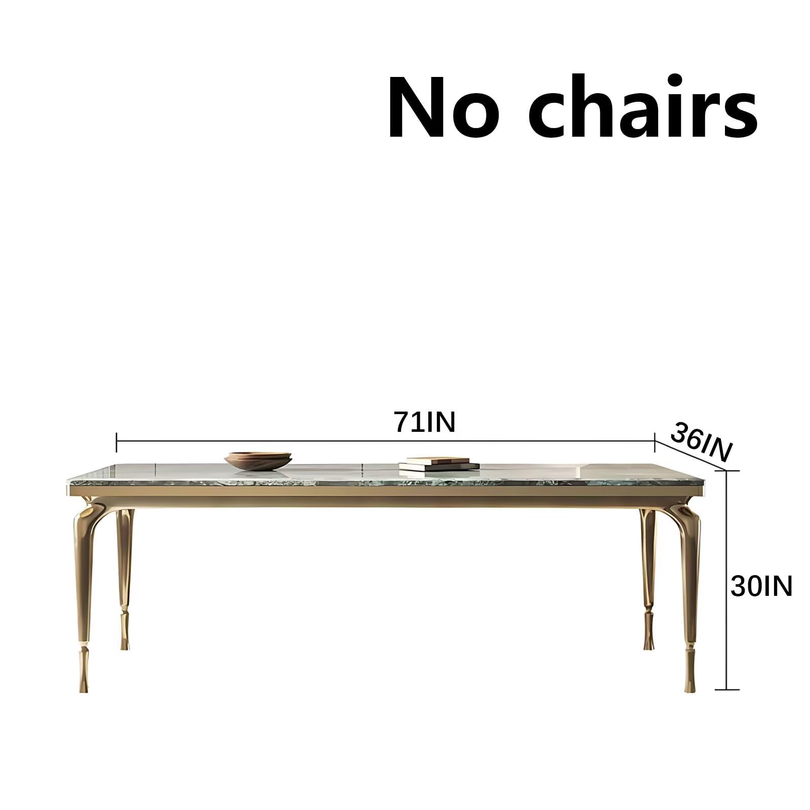 63"-79"Modern Green Marble Dining Table with Gold Frame for Contemporary Dining Room