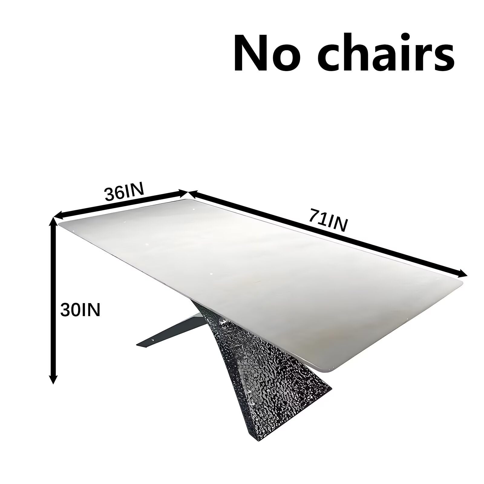 63"-79"Minimalist Dining Table, Glossy White Tabletop with Black Water Ripple Base