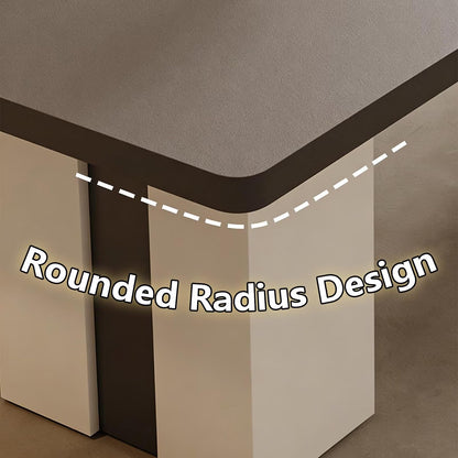 71"-79"Modern Minimalist Rectangular Dining Table, Matte Finish with Two-Tone Block Legs for 4-6 People