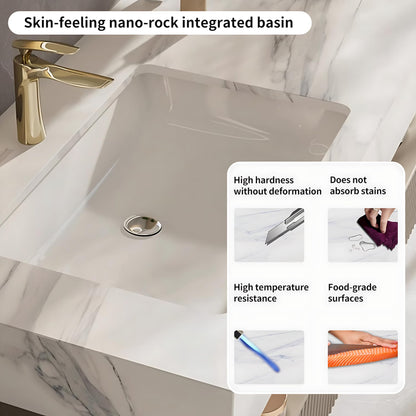 52"- 76" Navy Wall Mounted Bath Vanity Set with Smart Mirror Cabinet and Double Basin