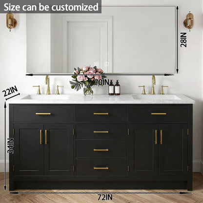 64"-96"Modern Farmhouse Bathroom Vanity Set with Large LED Mirror & Ample Storage
