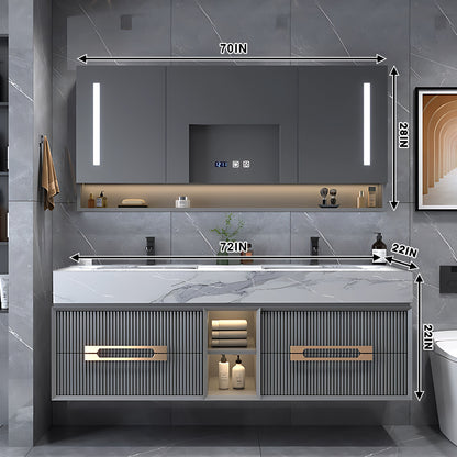 40"- 78" Modern Bathroom Vanity Set with LED Defogging Mirror and Sink