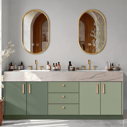 60"-96"Modern Green Bathroom Vanity with Double Sinks & Soft-Close Storage Drawers