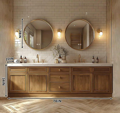 60‘’-96‘’  Bathroom Vanity with Curved Ambient Light