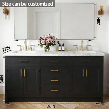 64"-92"Modern Bathroom Vanity Set with Storage Drawers & Large LED Smart Mirror