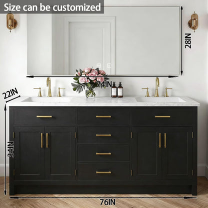 64"-96"Modern Farmhouse Bathroom Vanity Set with Large LED Mirror & Ample Storage