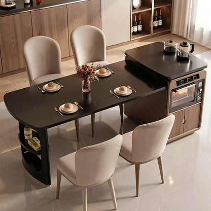 60"-79"Luxury Kitchen Island with Dining Table, Tea Station &amp; Smart Kitchen Appliance