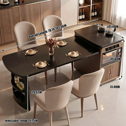 60"-79"Luxury Kitchen Island with Dining Table, Tea Station &amp; Smart Kitchen Appliance