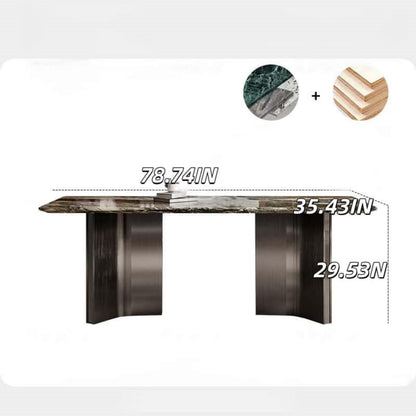 55.12"-78.74"Luxury Marble Dining Table Set with 6 Upholstered Chairs for Home & Apartment