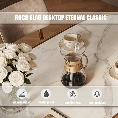 60"-79"French Style Marble Kitchen Island with Oval Dining Table & Built-in Power Station