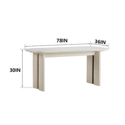 62"-78"Modern Cream White Extendable Dining Table with Glossy Sintered Stone Top