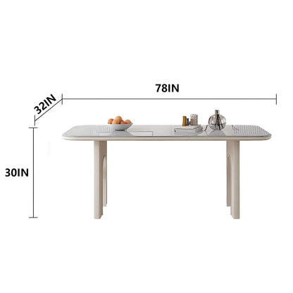 62"-78"Modern Cream White Dining Table with Unique Arched Legs for 4-6 People