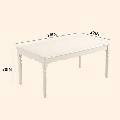 62"-78"Vintage White Wooden Dining Table, Classic Farmhouse Style