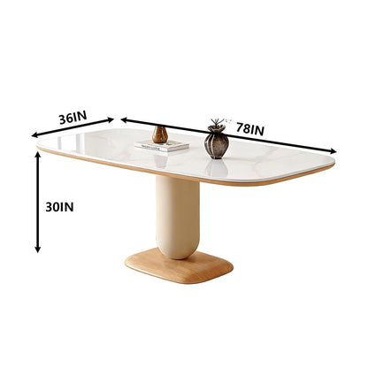 62"-78"Contemporary Mid-Century Dining Table, Neutral Tone with Wood Accents