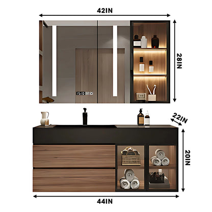 36"- 60" Solid Wood Bath Cabinet Set with LED Mirror and Single Sink