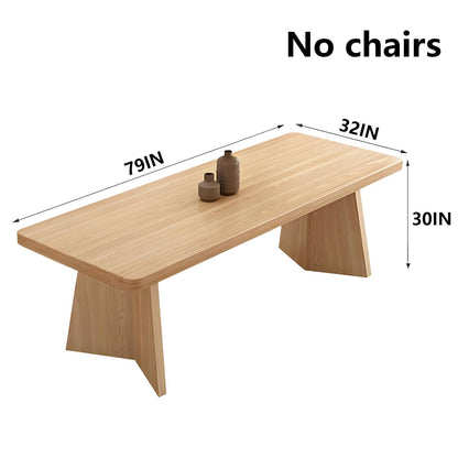 62“-78”Modern Light Wood Dining Table, Sturdy Base, for Home Dining Room & Restaurant Use