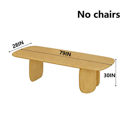 62"-78"Natural Wood Oval Dining Table, Cream Style with Sturdy Base for Dining Room