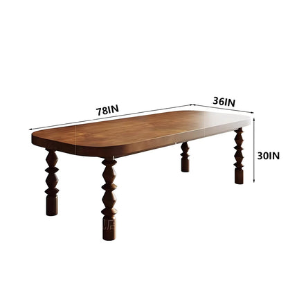 62"-78"Vintage Solid Wood Dining Table, Oval Farmhouse Table with Turned Legs for 6-8